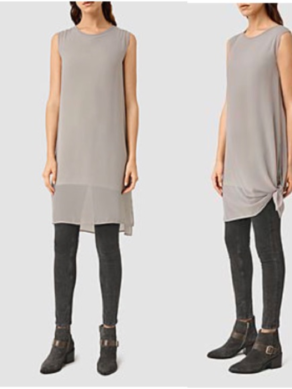 AllSaints Casset Tee Layered Tunic Dress